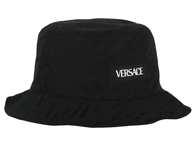 Chapeau bob à logo Versace Polyamide Nylon Noir  ref.789780